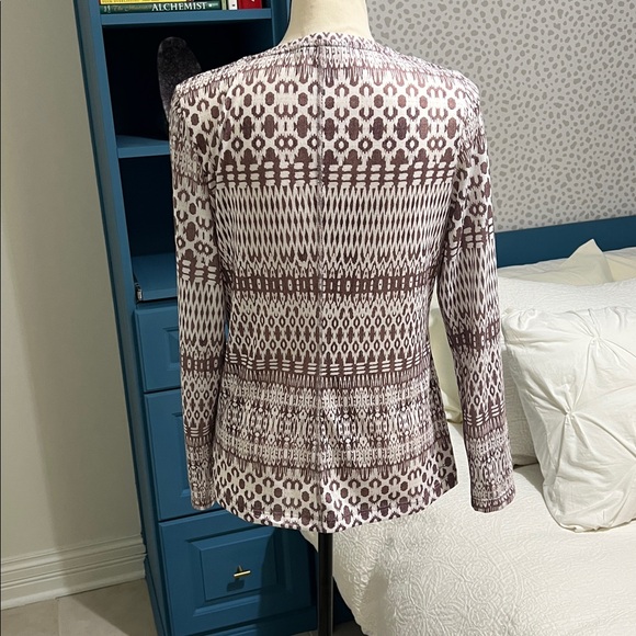 Women’s The North Face V-Neck Long-Sleeve Top geometric brown white pattern med - Picture 5 of 7